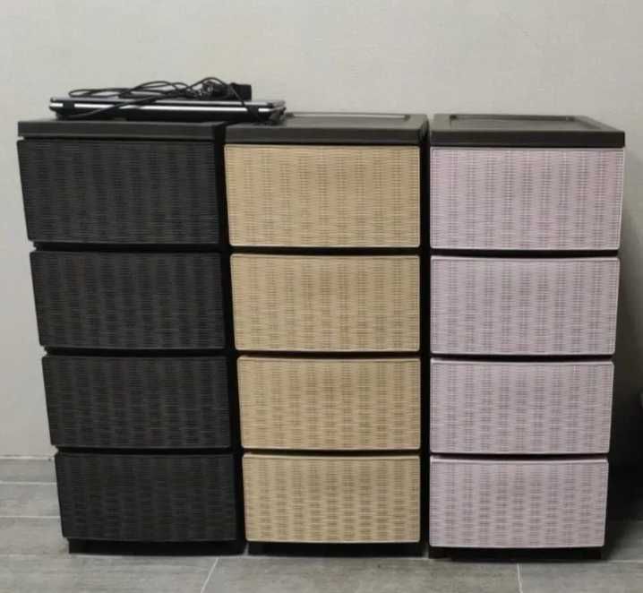Комод пластиковий Ротанг 4 яруси 86.5х44.5х34.5 см R-Plastic