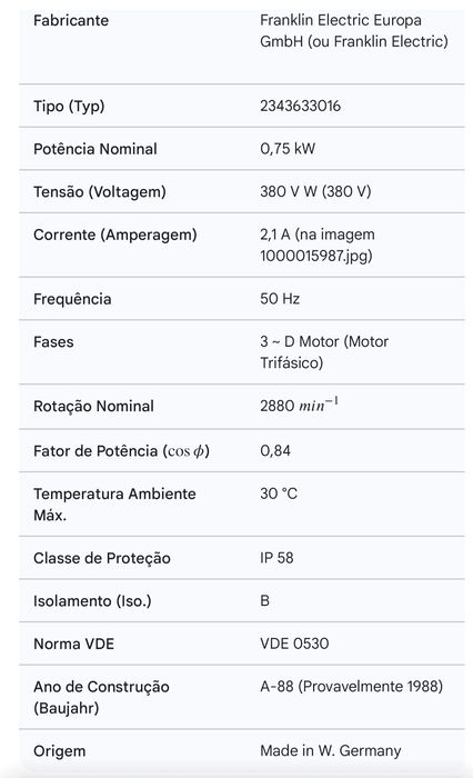 Bomba de furo trifásica