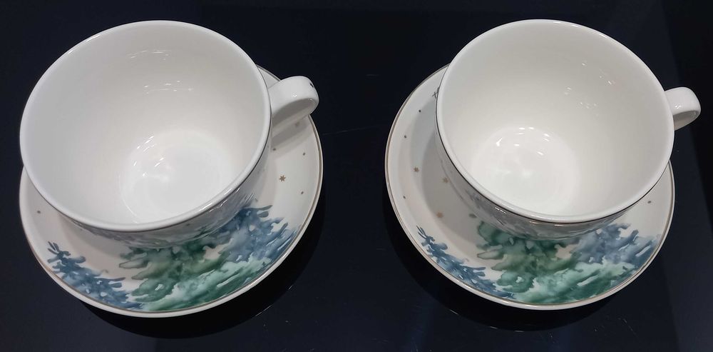 home&you piękna filiżanka ze spodkiem ozdobna świąteczna choinki