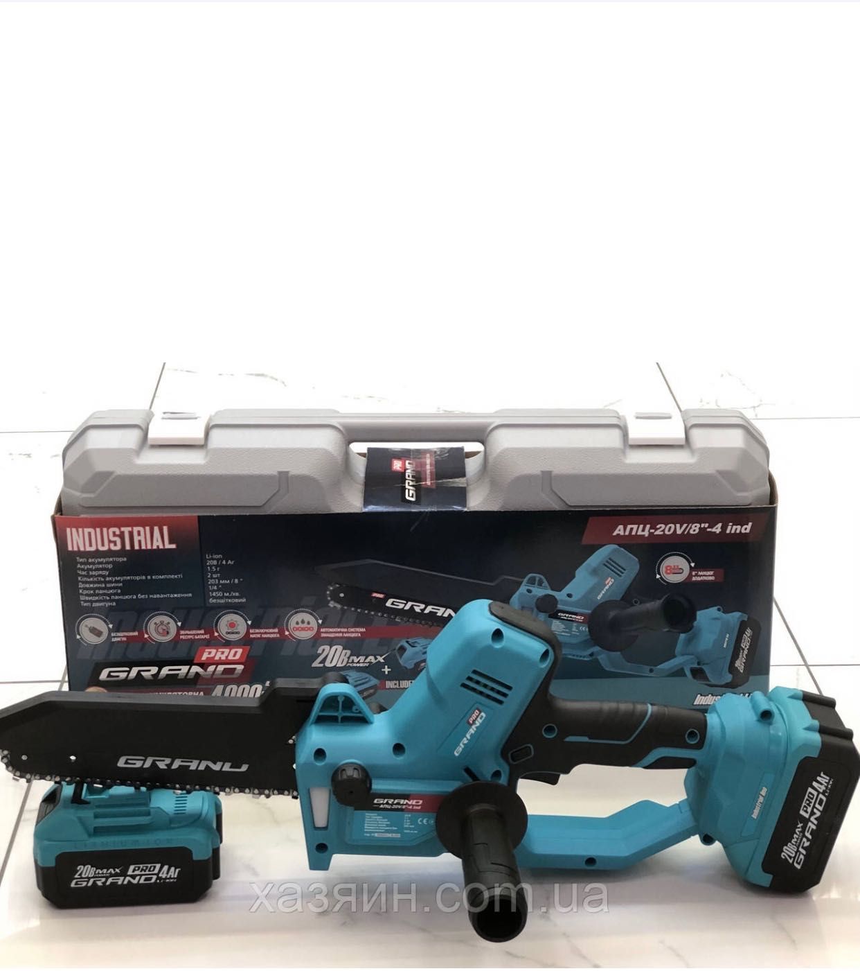 Аккумуляторная пила цепная Grand АПЦ-20V/8"-4 ind INDUSTRIAL 203 мм