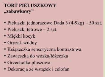 Tort pieluszkowy maxi - aż 50 pieluszek i wiele praktycznych dodatków