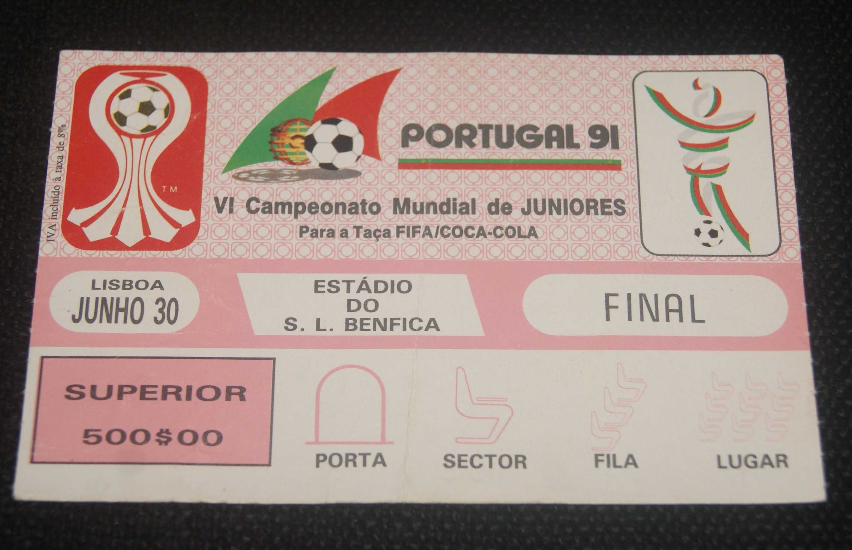 Bilhete da Final - VI Campeonato Mundial de Juniores - Portugal 91