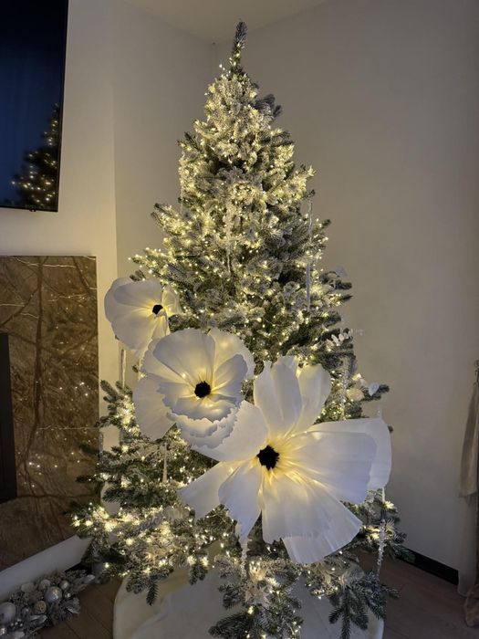 Квіти на ялинку, квіти для декору вітрин