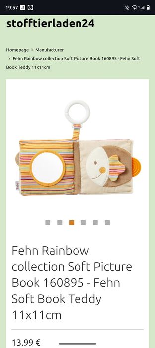 Новая мягкая книжка игрушка подвеска сенсорная fehn baby