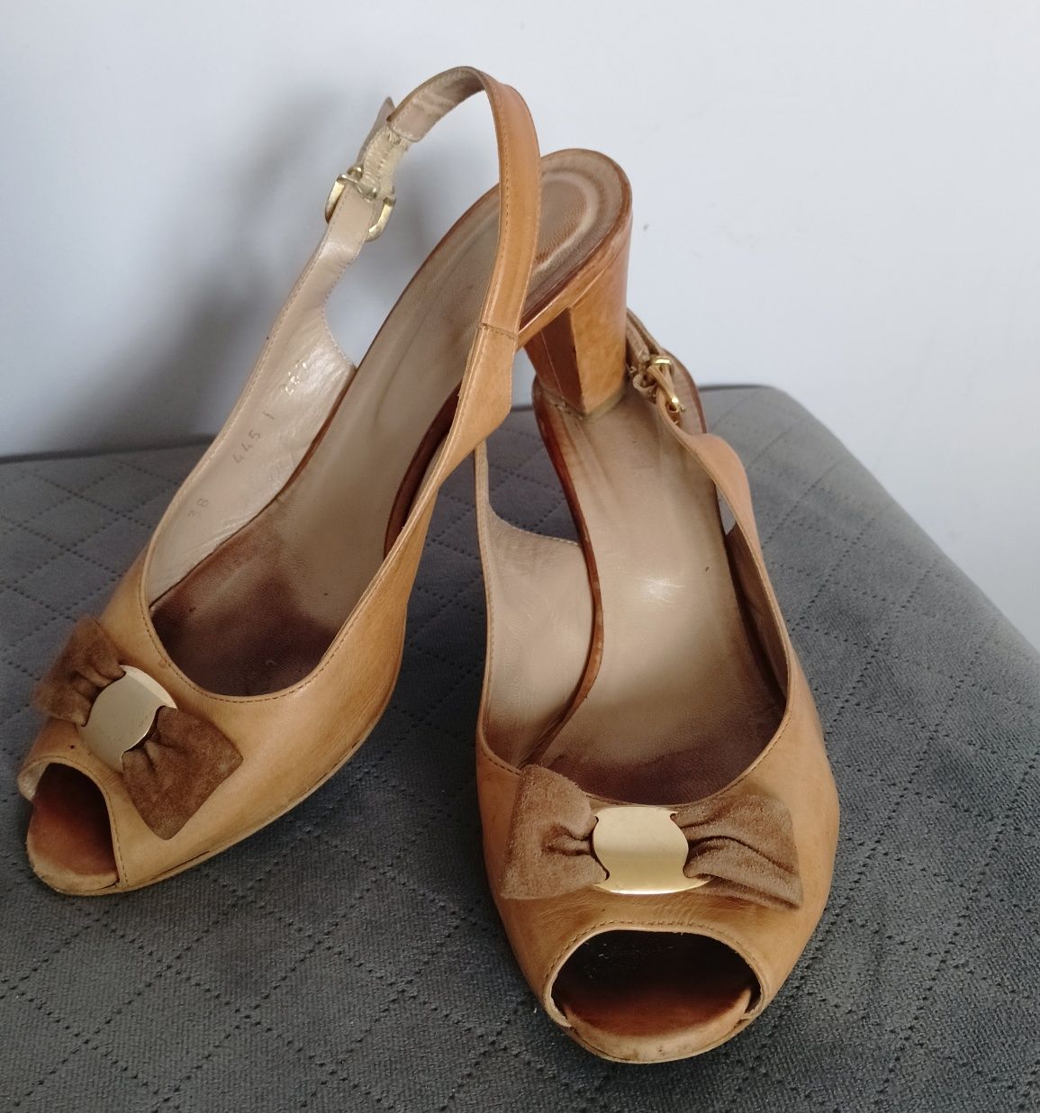 Gino Rossi czółenka buty sandały wygodny obcas skóra 38