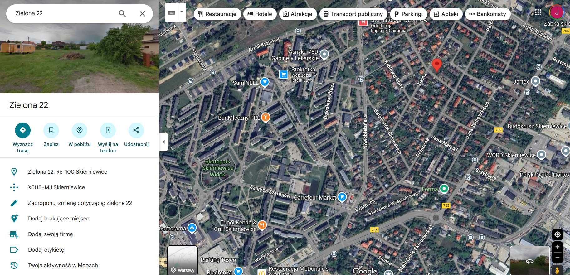 Działka budowlana 740m2, Skierniewice, ul. Zielona 22