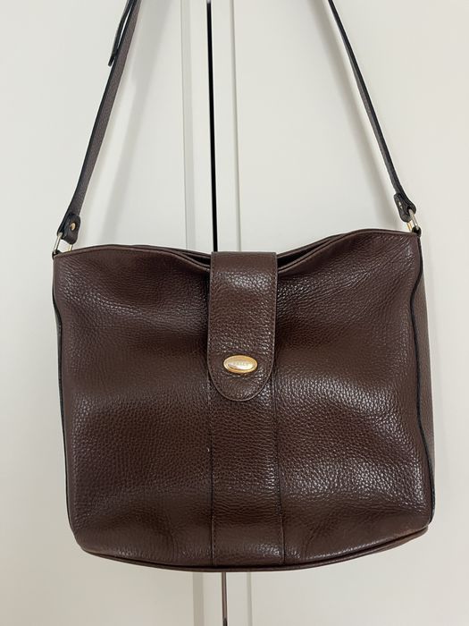 Bally czekoladowa skórzana torebka na pasku vintage premium