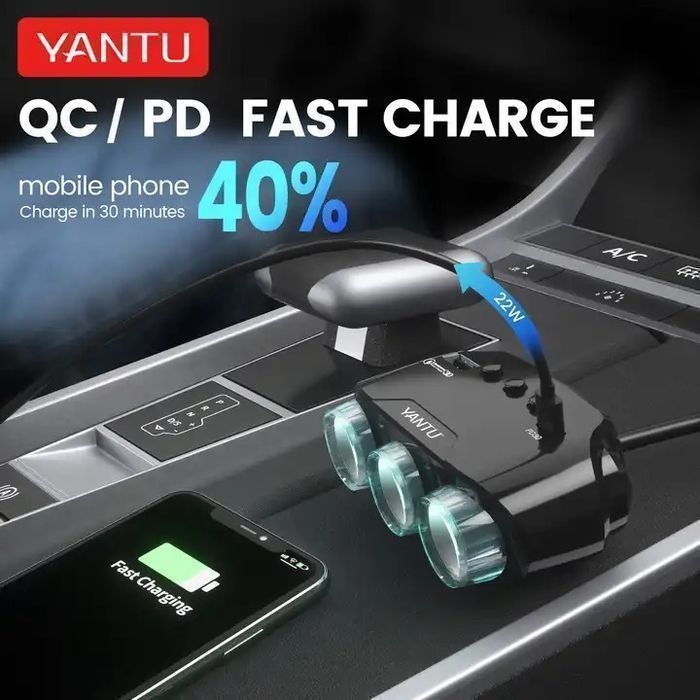 Rozdzielacz gniazda zapalniczki LM21 - 3 gniazda + USB + Typ C -