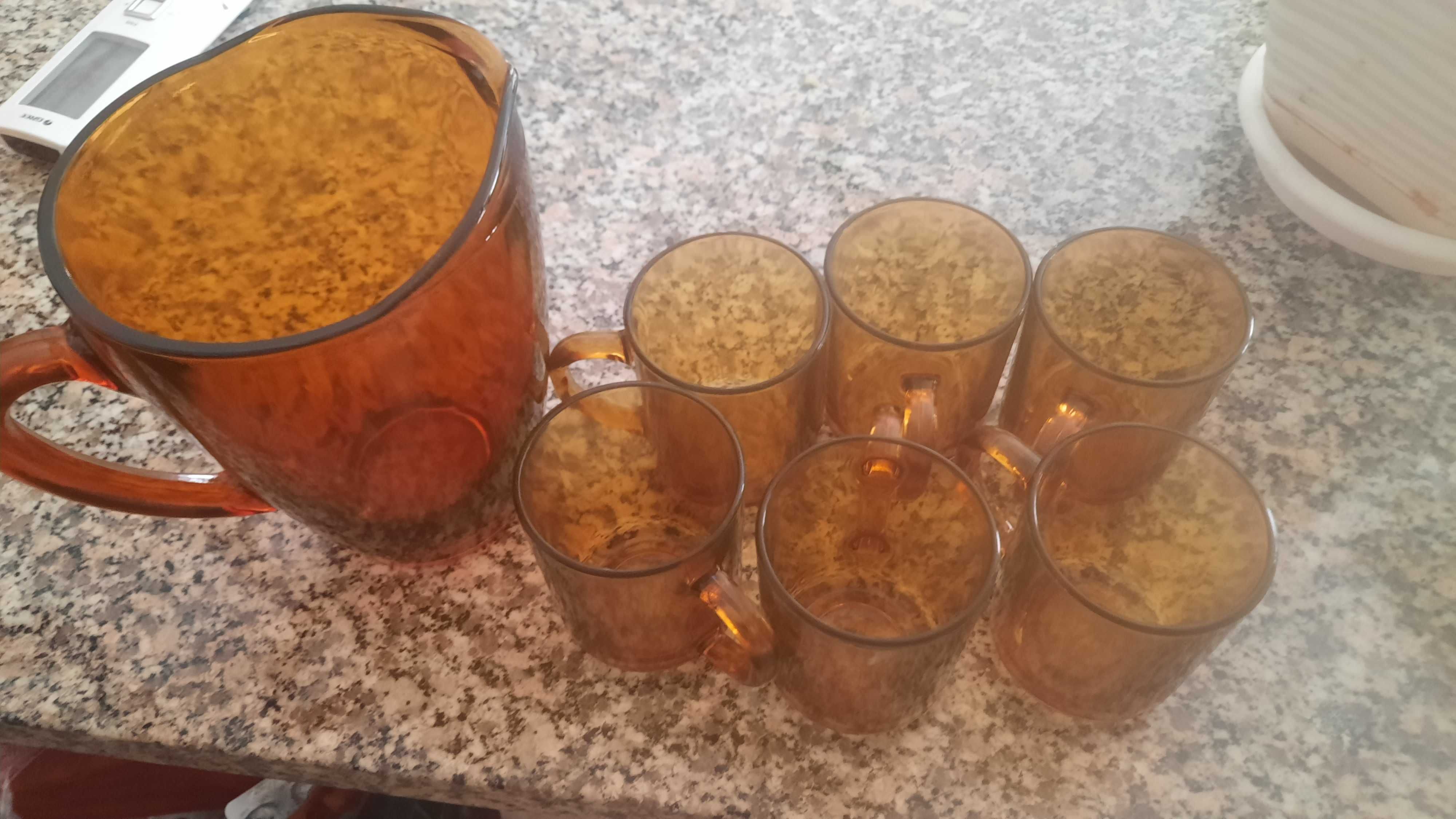 Szkło z duralexu rudego, Zestaw 46 sztuk. Cena do negocjacji.