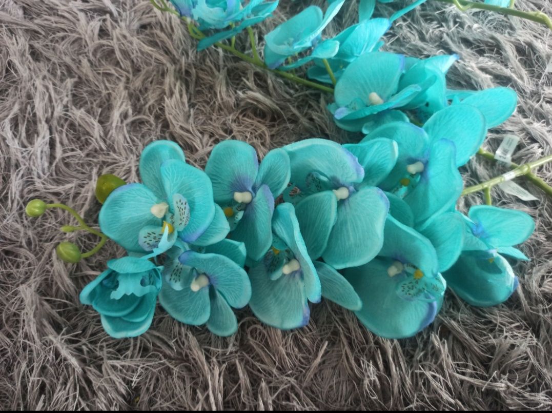 Sztuczny kwiat storczyk, orchidea niebieska trzy gałązki home and you