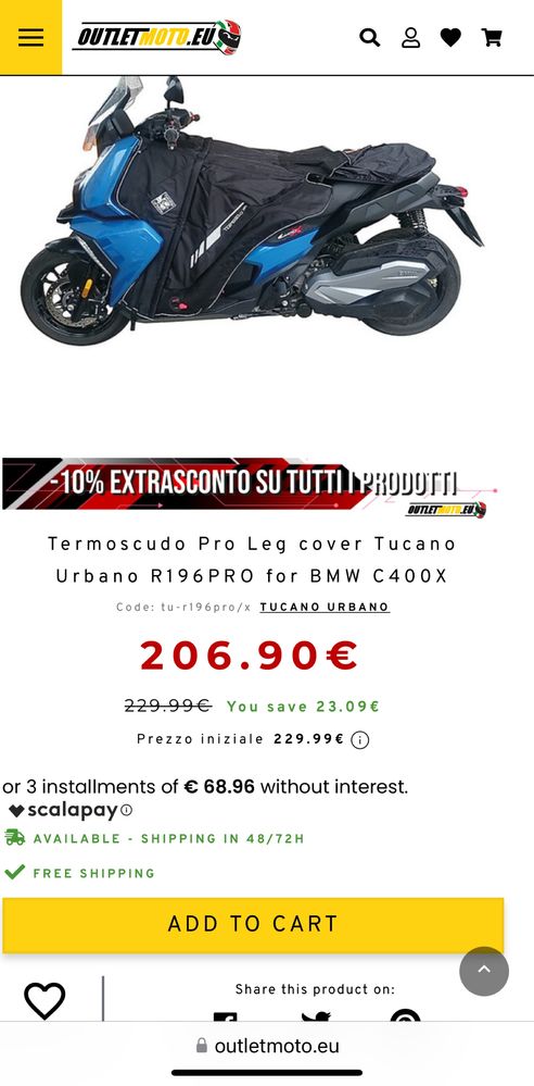 Termoscudo Pro Leg  Tucano Urbano R196PRO  BMW C400X