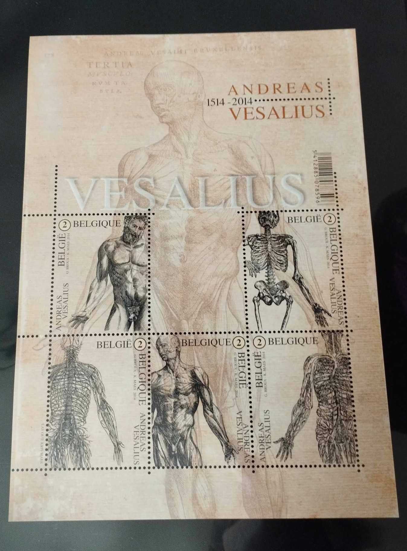 Folha Miniatura Belga da Emissão Conjunta de Andrea Vesalius