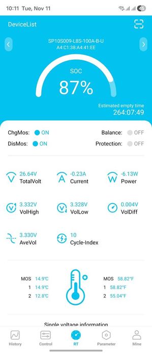 LifePO4 24v 70ah на S168  струм розряду 210 А блютуз