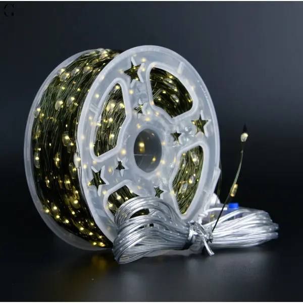 Гирлянда Роса на елку Желтая с USB, Новогодняя гирлянда 40 метров