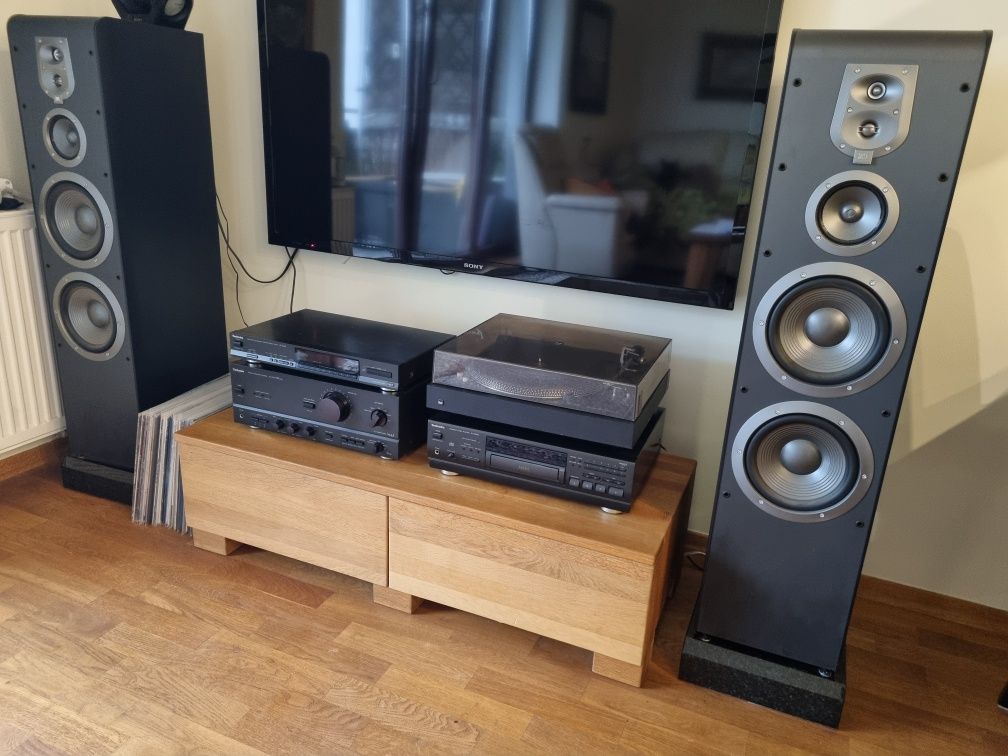 Wieża lata 90 Technics, Dual 606, JBL ES90, standy