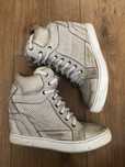 Botki Sneakersy na koturnie r. 37 bialo-zlote metaliczne  SKÒRA