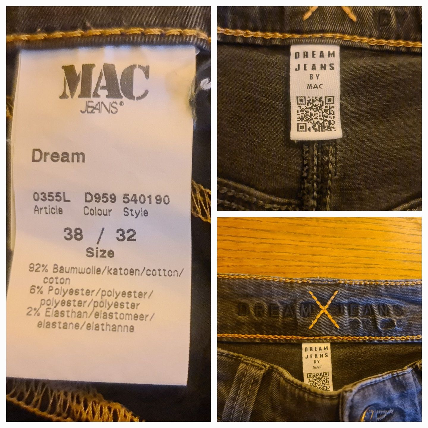 Dżinsy damskie MAC JEANS 38/32 model Dream Prosta nogawka Denim
