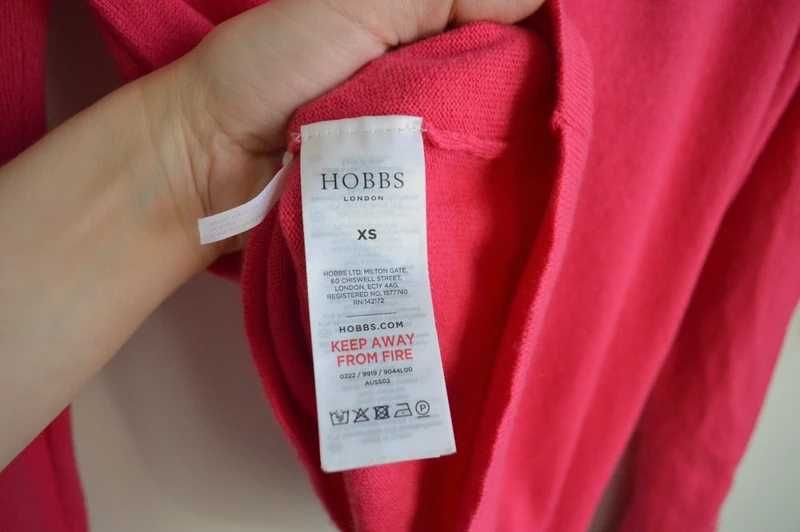 Hobbs merino wiskoza kaszmir sweter fuksja magenta S premium