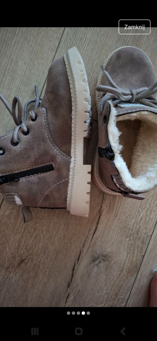 Buty zimowe sznurowane chłopięce traperk butu