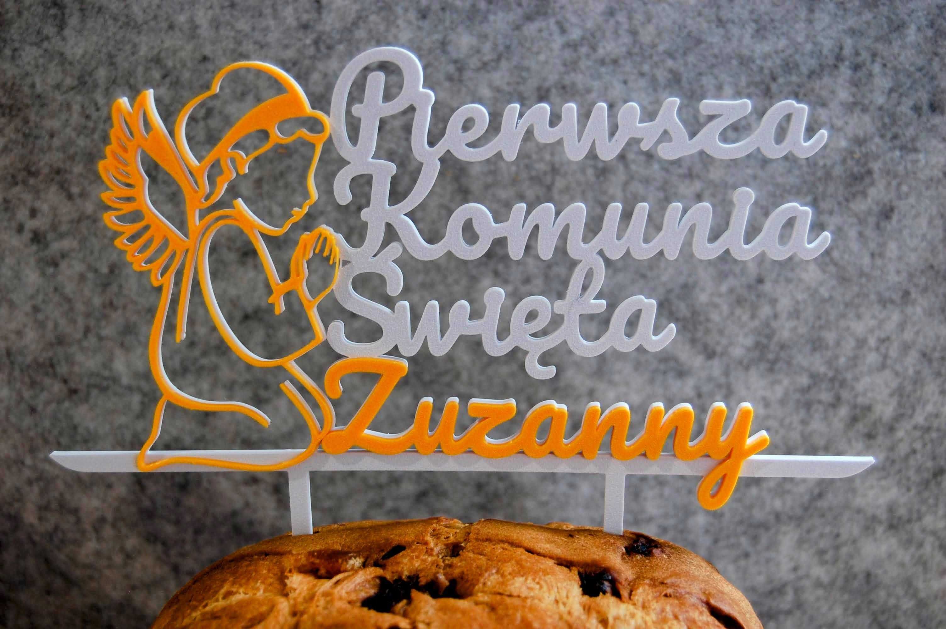 PIERWSZA KOMUNIA duży topper personalizowany z imieniem