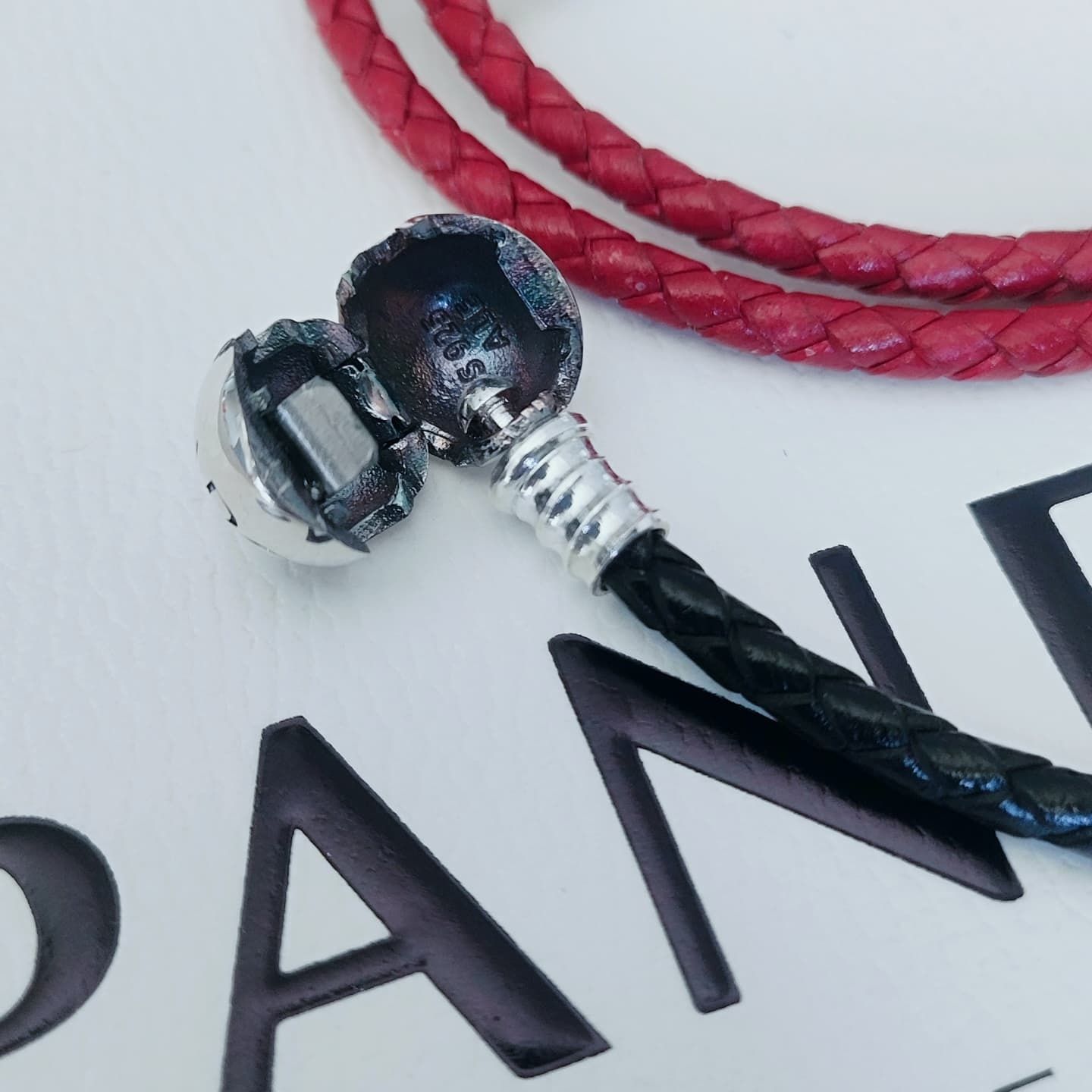 Браслет Пандора,Pandora червоний чорний
