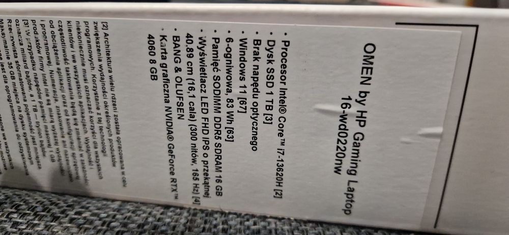 HP Omen 16 i7-13620H SSD 1000GB RTX 4060 8GB DLSS4 GDDR6 165Hz 16GBRAM