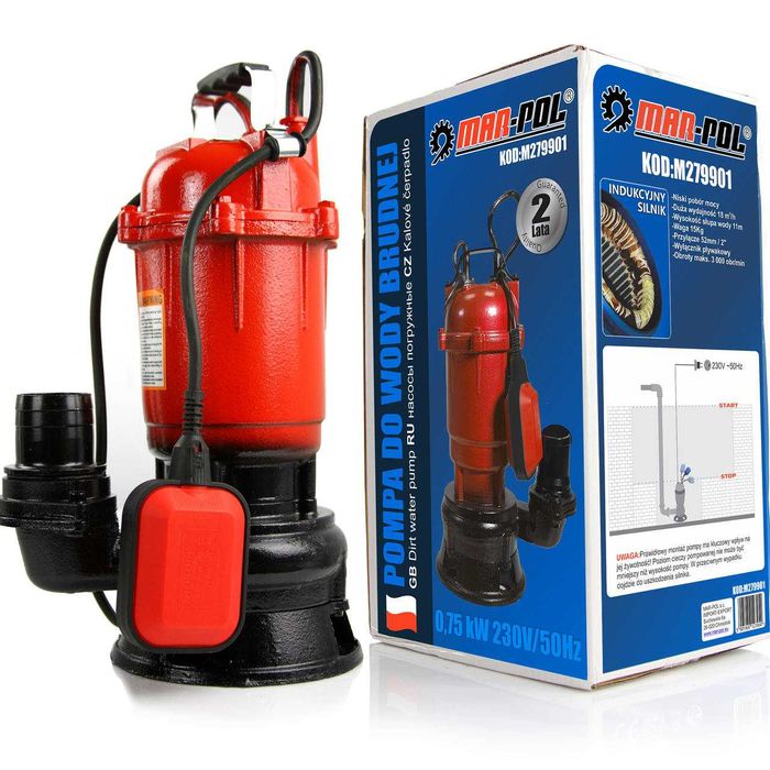 Pompa do szamba wody brudnej czystej 0,75kW 18000l/h z pływakiem