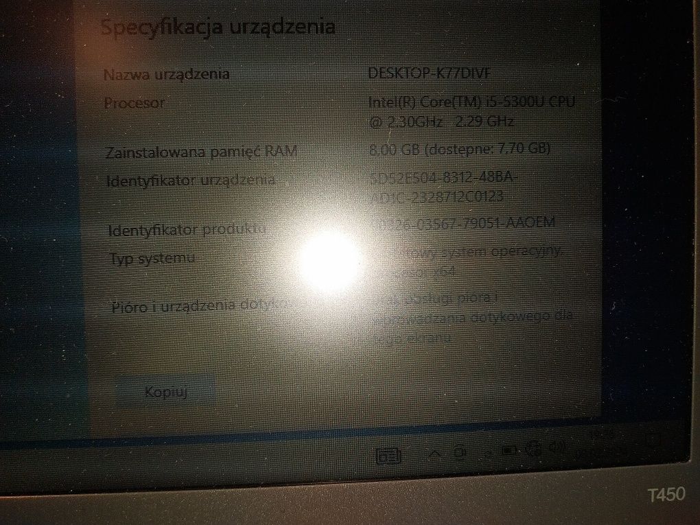 Lenovo T450 14" ze stacją dokująca i zasilaczem