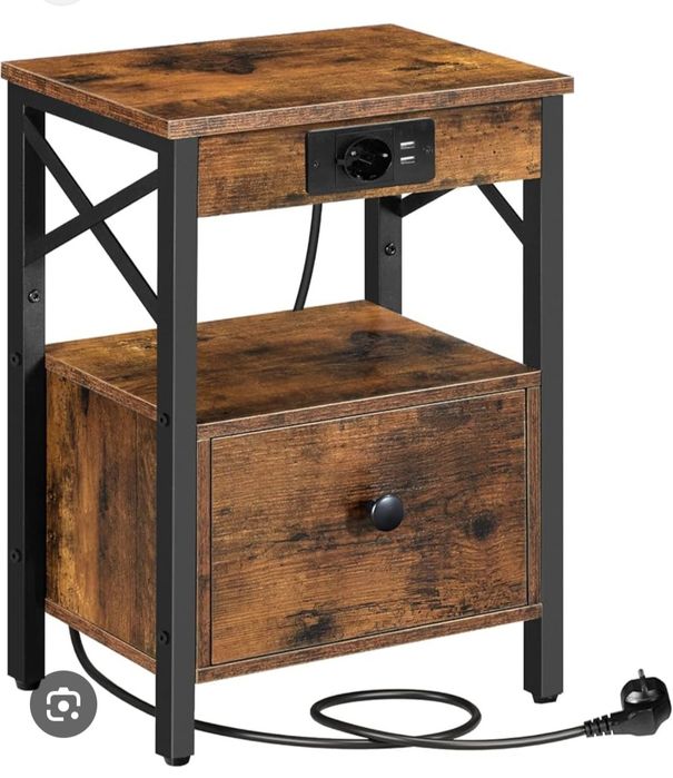 HOOBRO Super Szafka Stolik nocny ze stacją ładującą