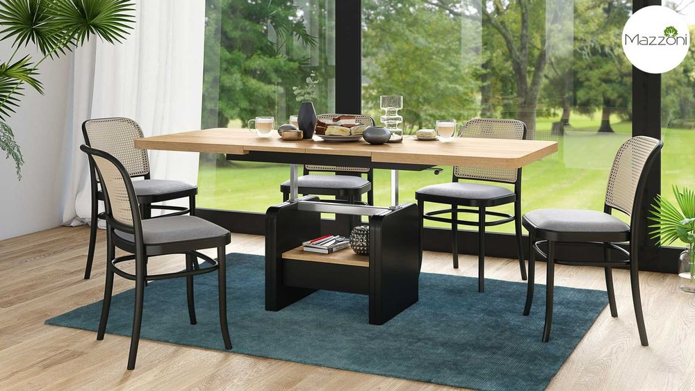 LEXUS Dąb Craft Złoty/Czarny- ŁAWA rozkładana podnoszona ŁAWOSTÓŁ STÓŁ