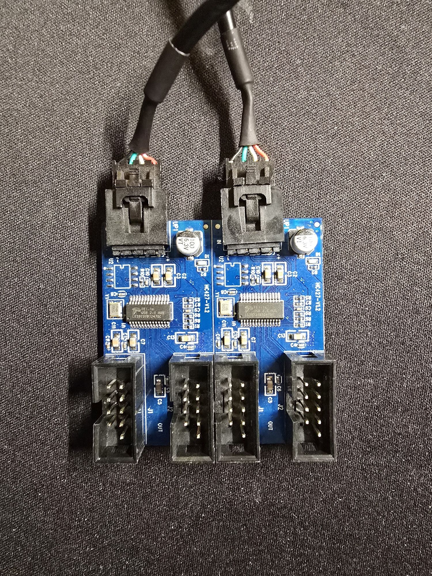 Rozdzielacz USB 9-Pin 1x Męski do 4x Żeńskie, Adapter USB 2.0 do Płyty