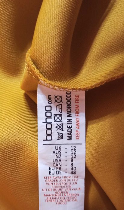 Żółta słonecznikowa sukienka Boohoo wesele impreza 40 L
