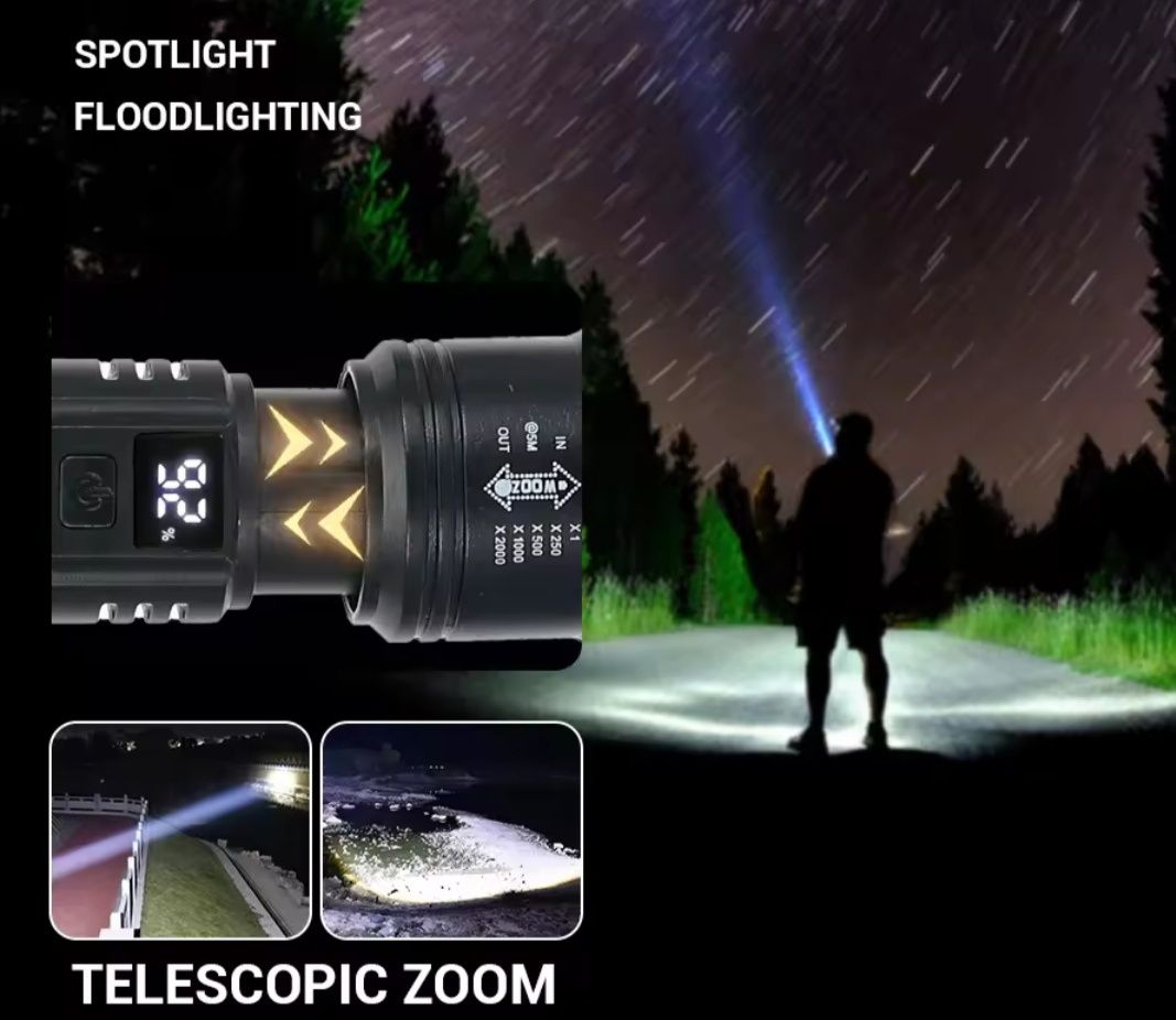 Latarka led 1000 lum 3 tryby świecenia usb