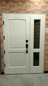 Drzwi zewnętrzne drewniane Barański wzór 62a z dostawką z ekspozycji