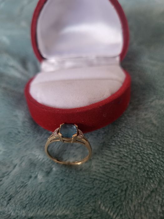 Pierścionek złoty YES – Topaz London Blue + Tanzanity – złoto 585 – ce