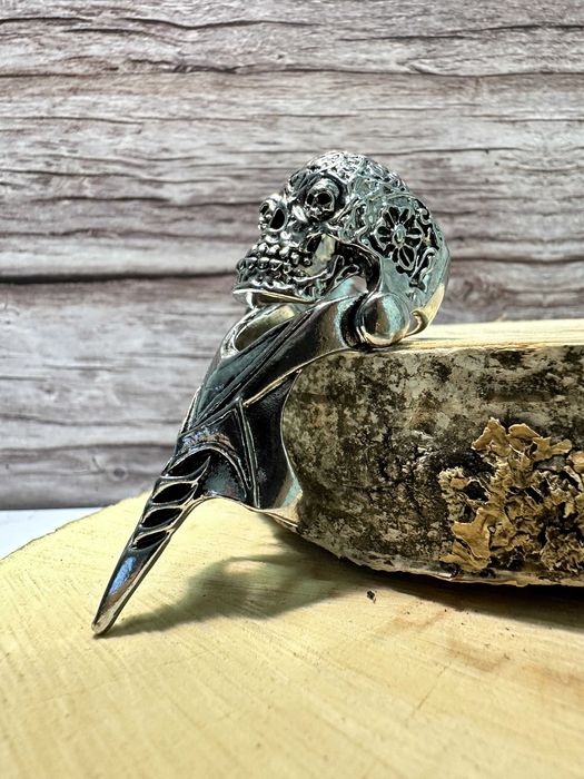 Pierścień z pazurem Czaszka Skull Punk Rock Czacha Death