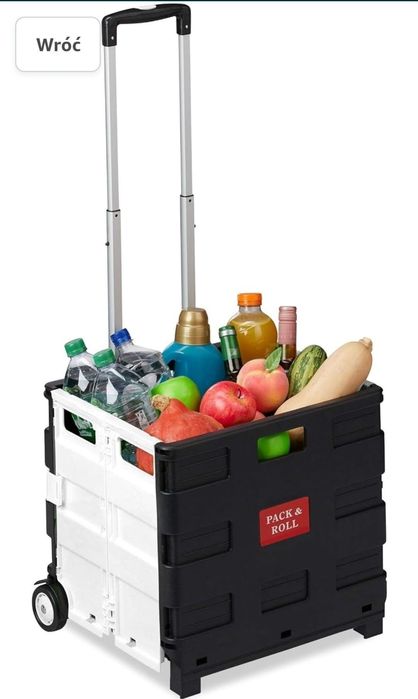 Relaxdays Czarny składany wózek na zakupy, nośność 35 kg