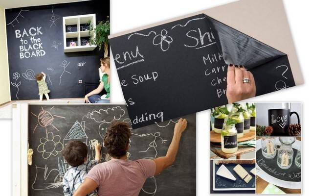 tablica kredowa samoprzylepna na ścianę z kredą dla dzieci 45x100 cm