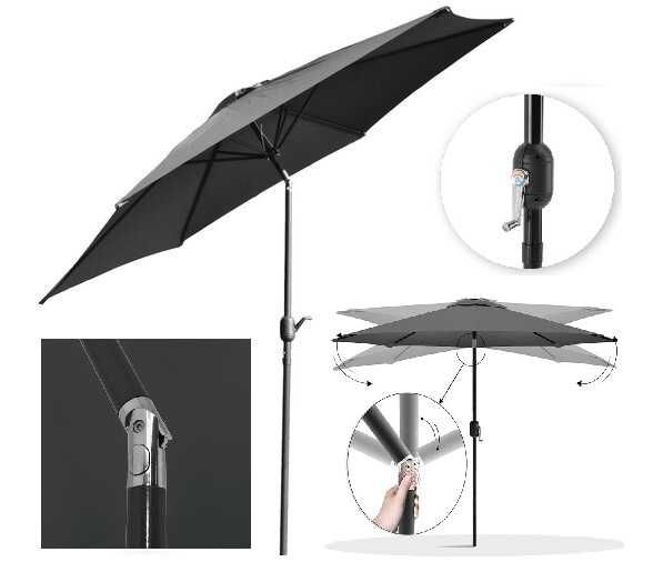 Parasol ogrodowy DUŻY składany łamany regulowany MOCNY korbka 300 cm