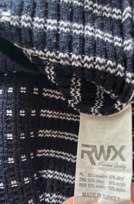 Granatowy biały sweter męski bawełna XL 42 RWX