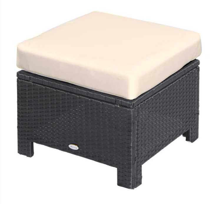 Pufa Ogrodowa z Poduszką Stołek Taboret Siedzisko Technorattan Beż