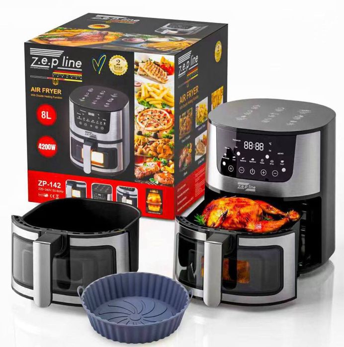 Жаровня аерогриль мультипечь фритюрница Zepline ZP - 142 8 л 4200 Вт