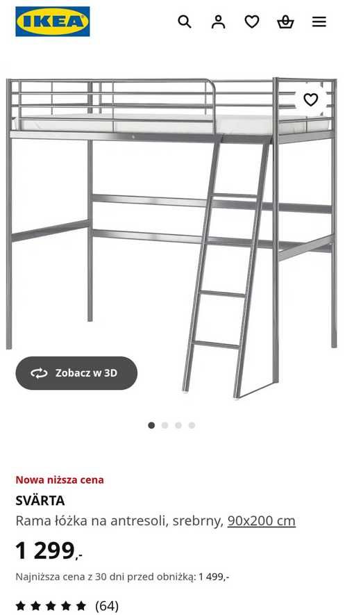 łóżko SVARTA Ikea