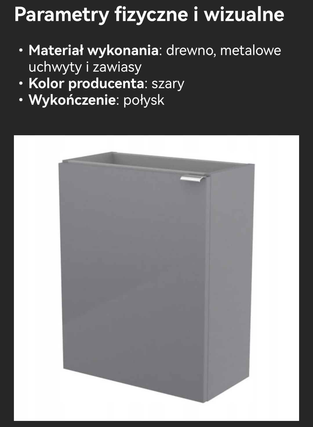 Szafka pod umywalkę Goodhome szary połysk