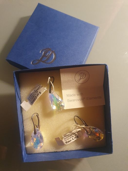 Kolczyki i zawieszka srebrna z kryształami Swarowskiego