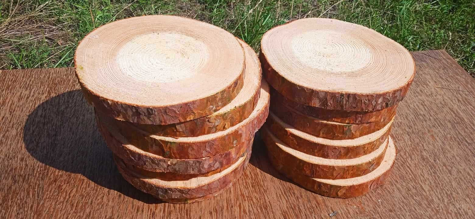 Drewniane plastry, zestaw 20 sztuk , średnica 20-25cm ,na stroiki