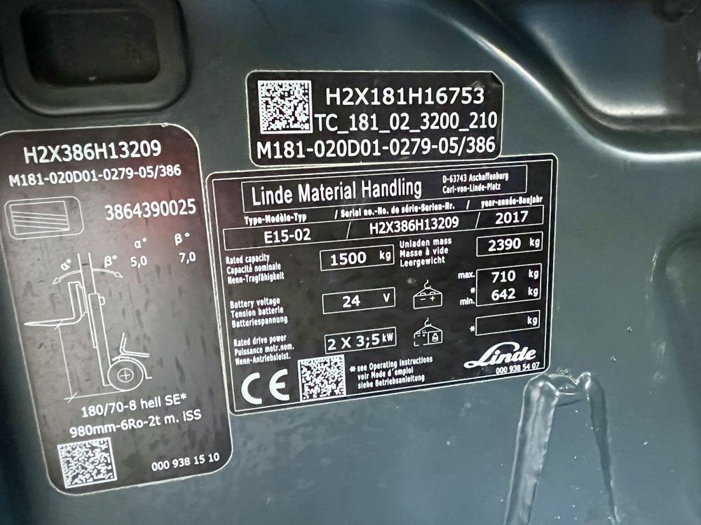 Навантажувач електричний Linde E15Evo 2017р. 1.5т.,2.8м