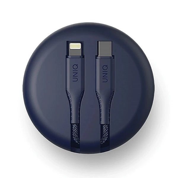 Kabel MFi Uniq Halo Usb-c / Lightning 18w nylonowy zwijany 1,2m - nieb