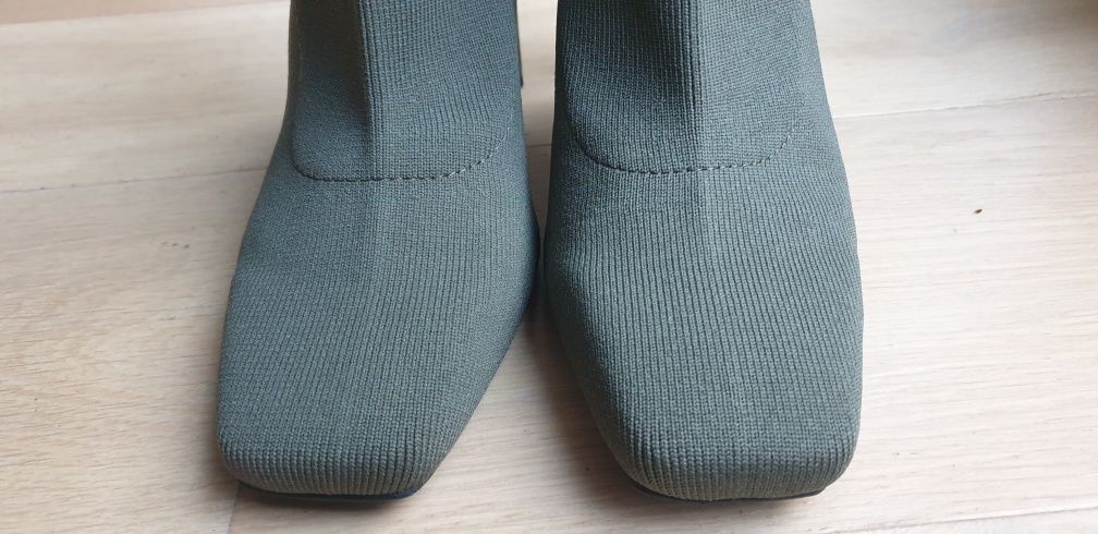 Kozaki botki zara 39 skarpeta dzianina khaki
