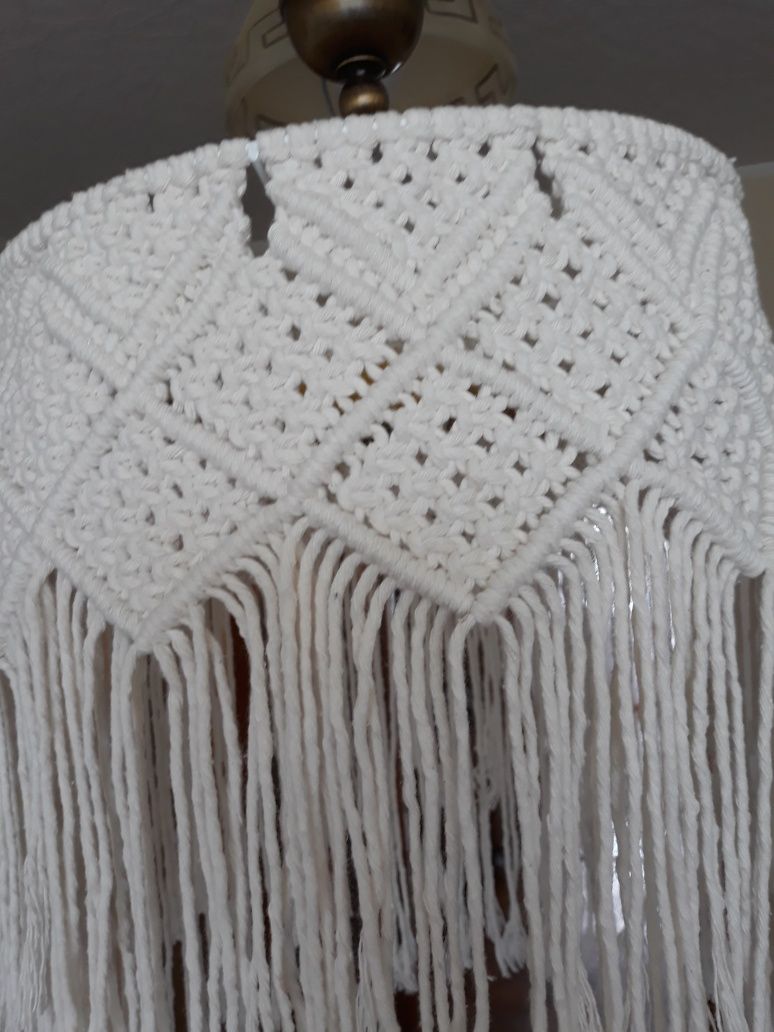 Abażur żyrandol lampa makrama boho rękodzieło,